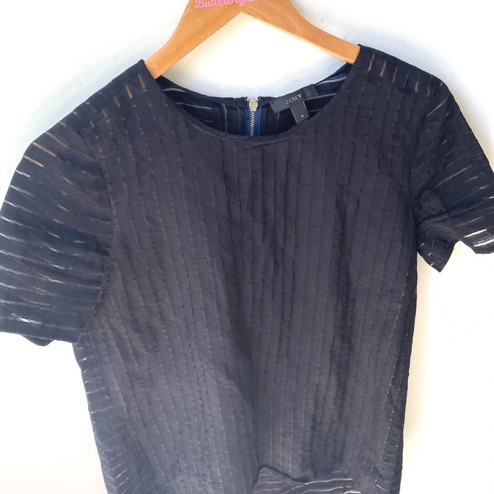 J. Crew‎ Black sheer short sleeve Top
